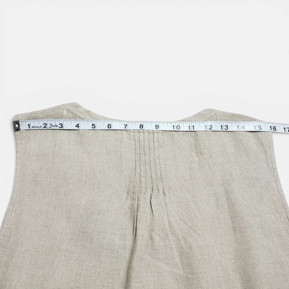 Garnet Hill Linen Pintuck A-line Shift Dress Oatmeal Beige Womens Size 18 - Picture 9 of 10